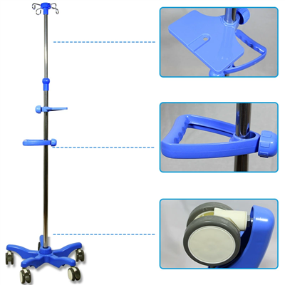 Gulvstående infusjonsstativ i rustfritt stål